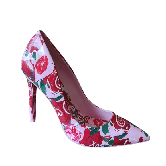 NWOT ALDO XOXO Lips & Roses Patent Stilettos Size 9 "HOT!" - Picture 16 of 16